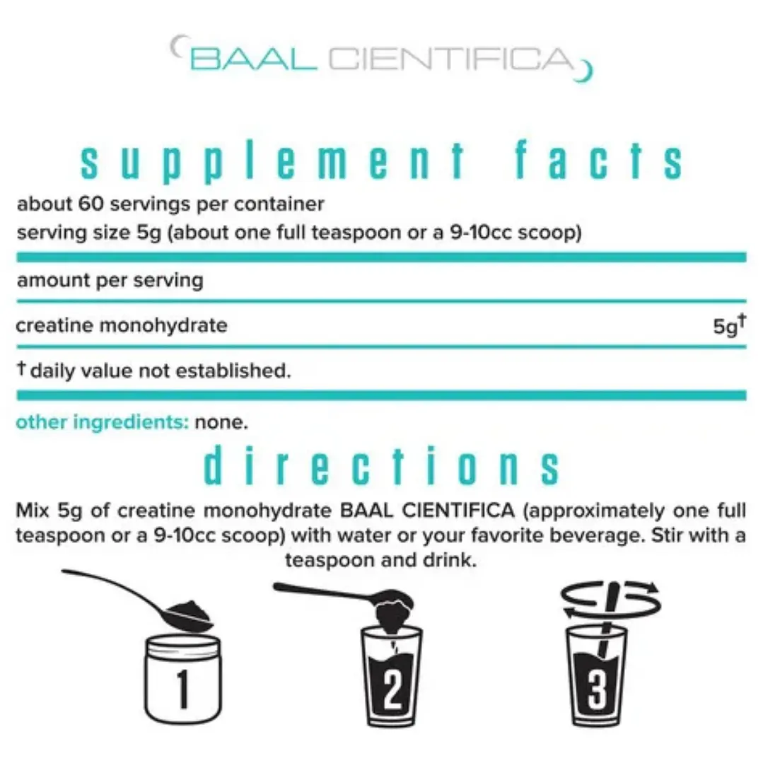 Miniatura de Creatina Monohidratada 60 Sev Sin Sabor 300g Baal Científica
