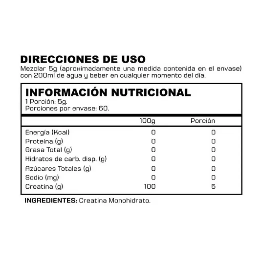 Miniatura de Creatine Monohydrate 60 Servicios Sin sabor 
